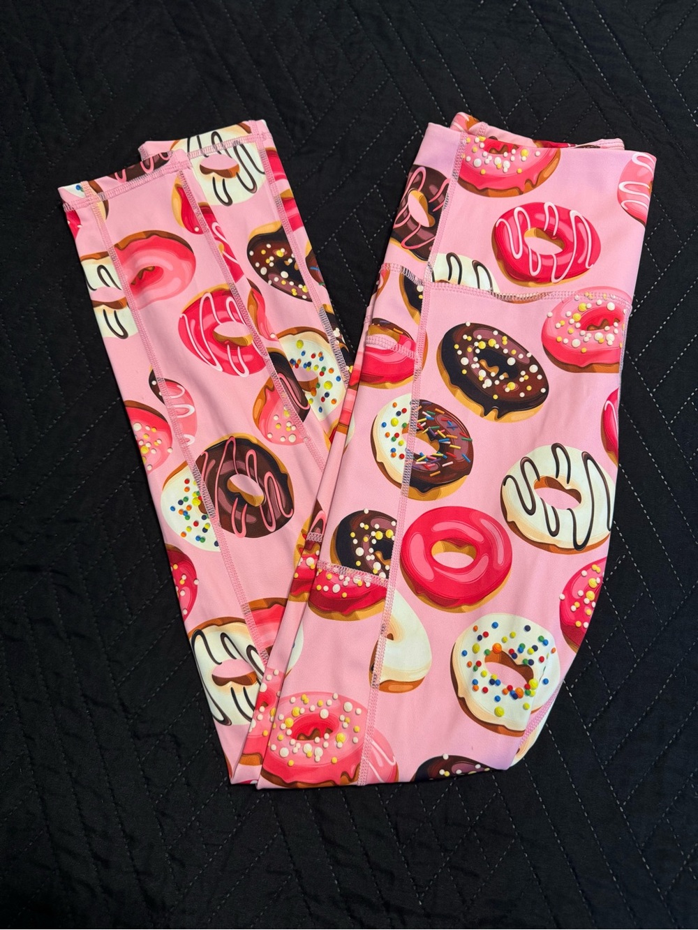 Women’s Pink Donut Print Leggings - Playful Everyday Stretch